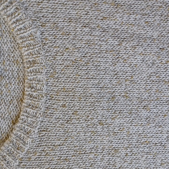 Guess Gold Metallic & Ivory Sweater w/Beaded Shoulder Epaulettes- Sz. Med - Picture 7 of 14